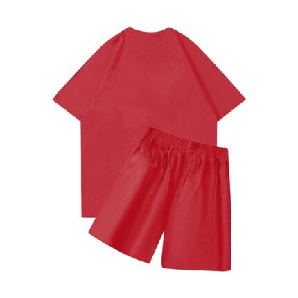 Nofs Red Two-Piece Tracksuit is a stylish activewear set featuring a red t-shirt and matching shorts